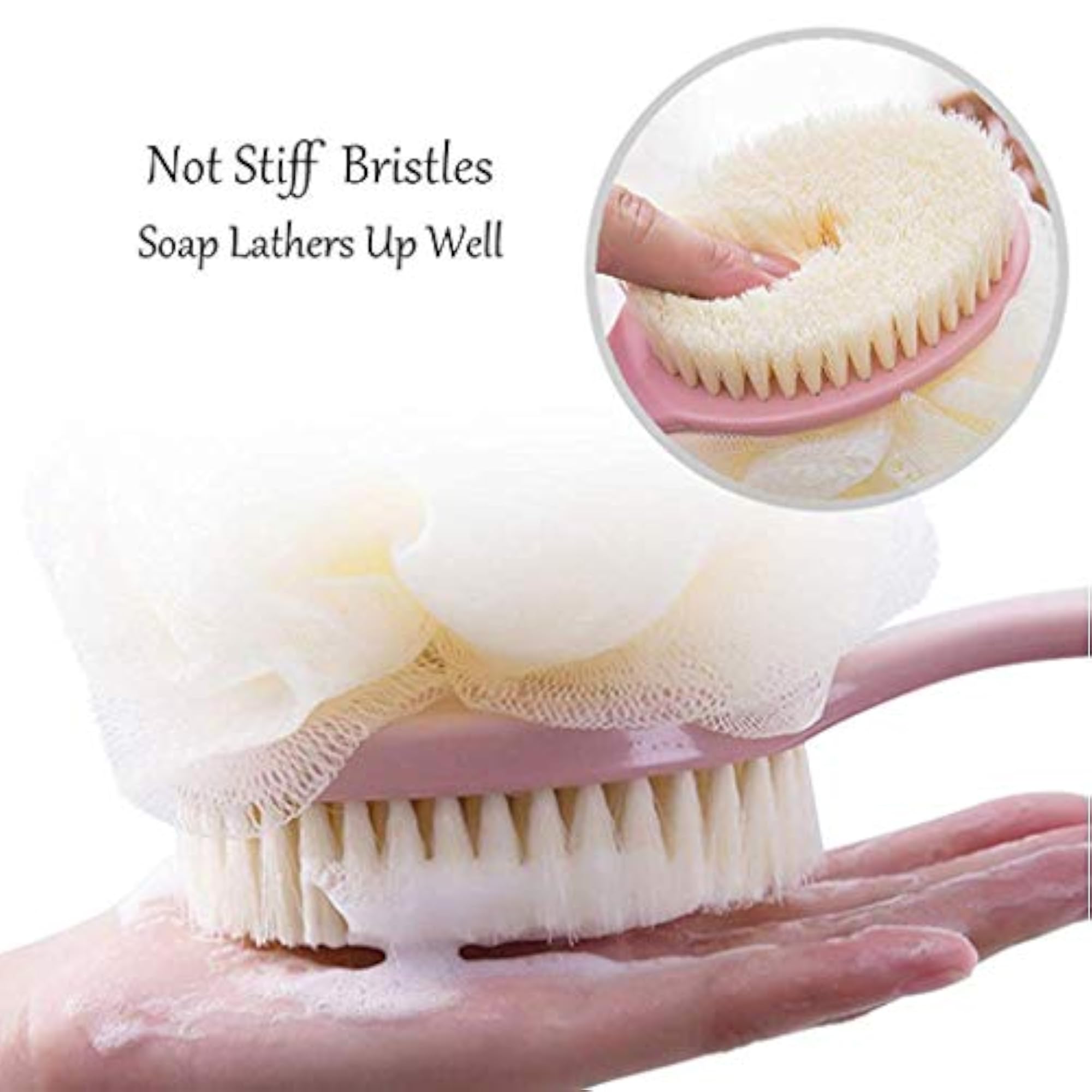 Loofah Back Scrubber with Curved Handle for Shower